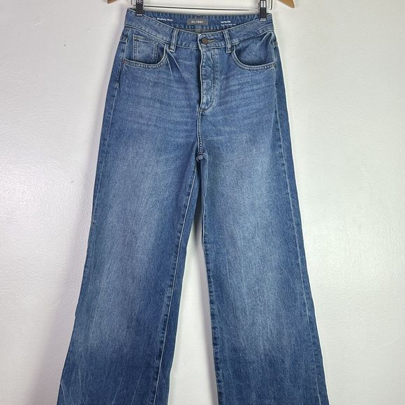 DL1961 Women's Hepburn High Rise Button Fly Denim Wide Leg Strauss Jeans Size 27 - Picture 4 of 11